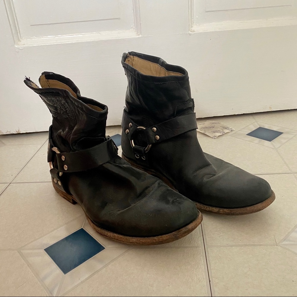 Black Frye moto bootie